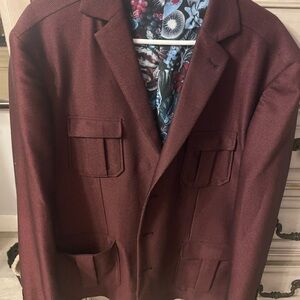 Paisley & Gray Maroon Blazer with Floral Lining